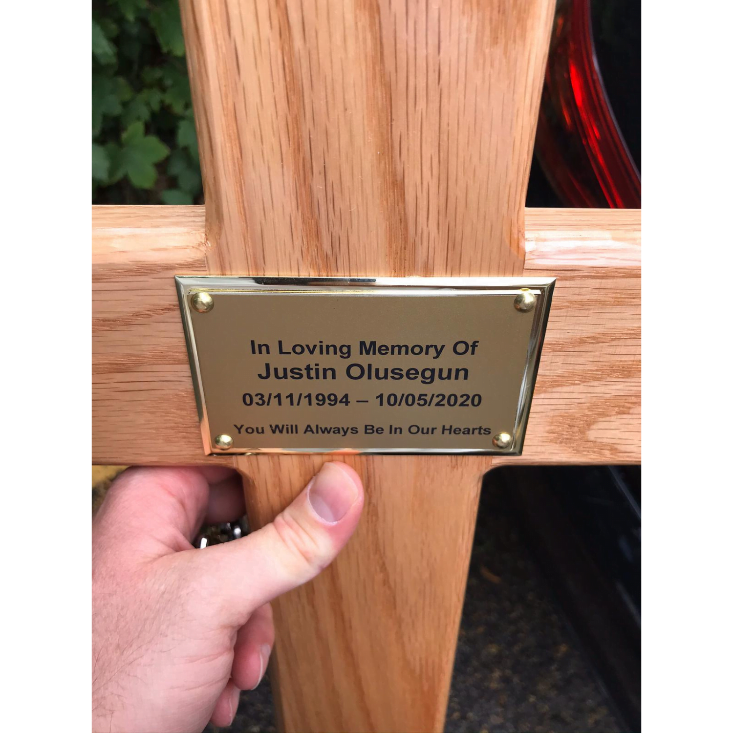 Oak Wooden Cross Grave Marker In Memory Of Life Funerals